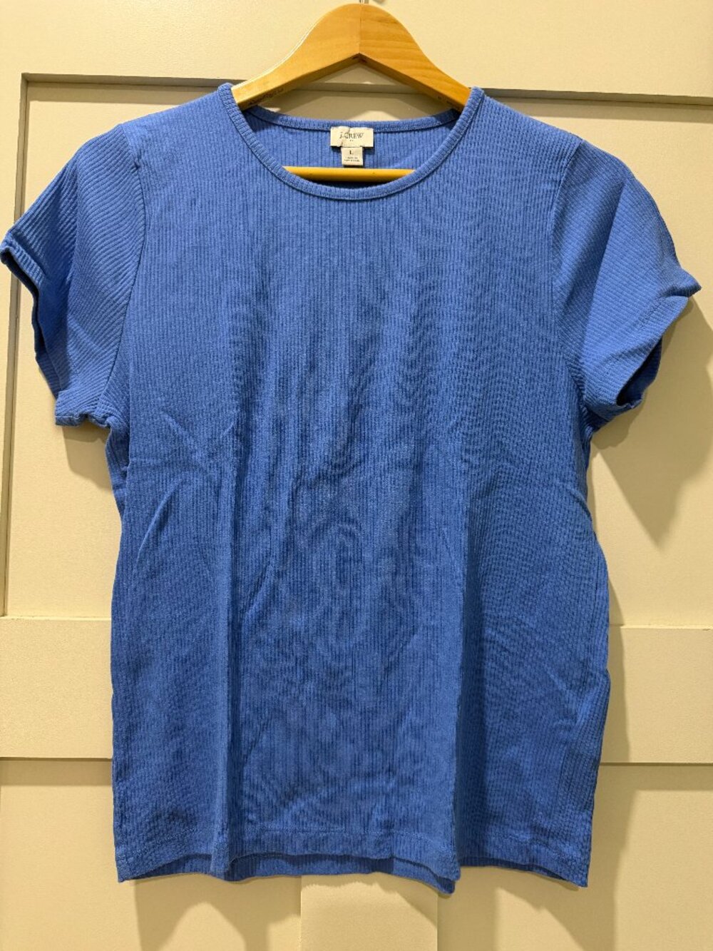 JCrew Factory Blue Ribbed T Shirt, Size Large